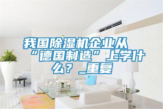 我國除濕機企業(yè)從“德國制造”上學(xué)什么?_重復(fù)
